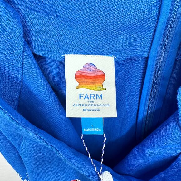 NWT Anthropologie Farm Rio One Shoulder Embroidered Cut Out Linen Jumpsuit Large - Picture 14 of 16